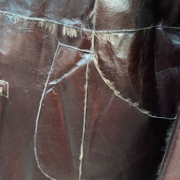🤎🤎🤎Vintage leather rabbit fur reversible tan brown dark handmade bespoke - Picture 8 of 16